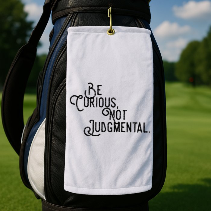 Be Curious Not Judgemental Inspirational Vintage Golf Towel