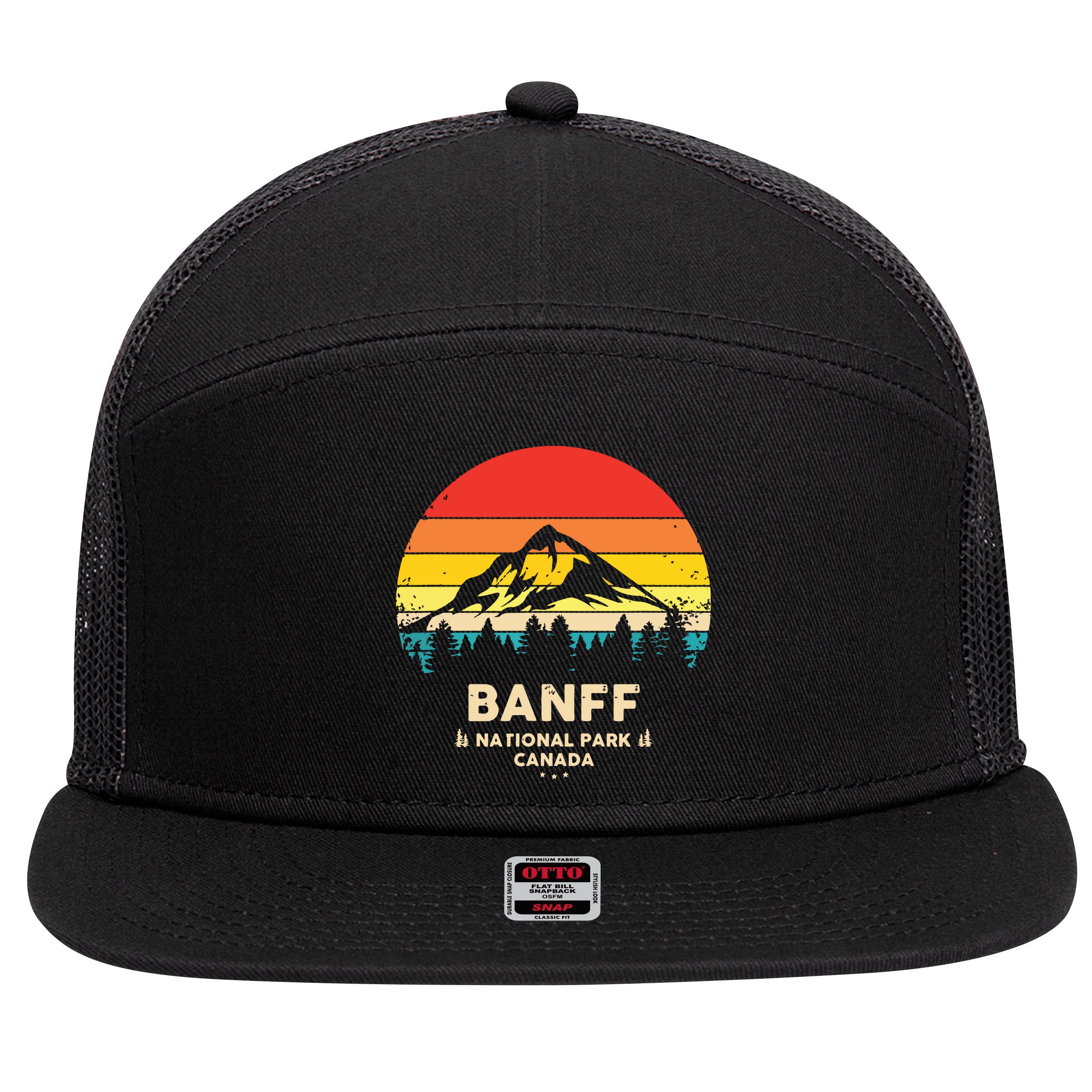 Banff Canadian National Park Retro Souvenir 7 Panel Mesh Trucker Snapback Hat