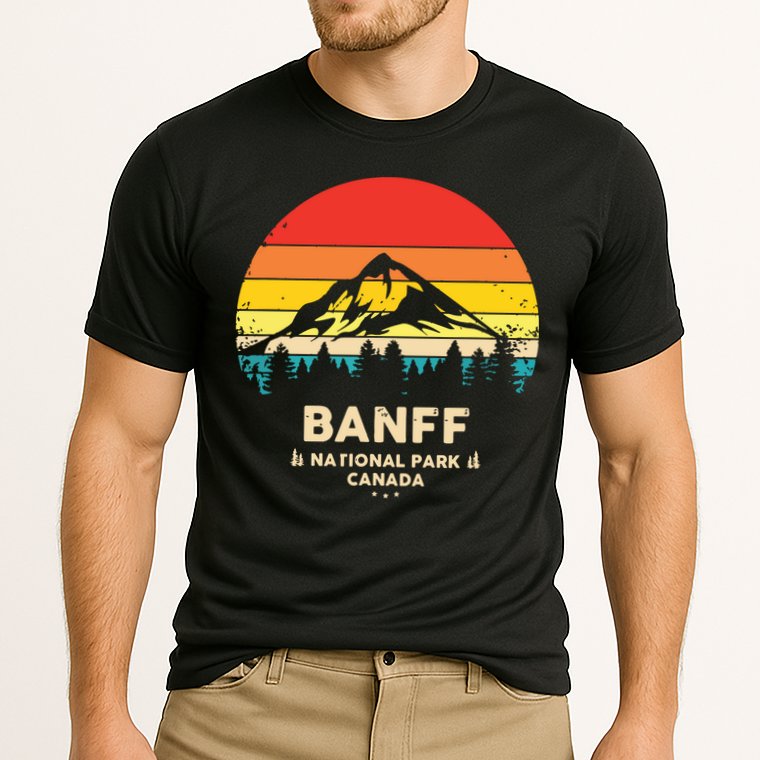 Banff Canadian National Park Retro Souvenir Cooling Performance Crew T-Shirt
