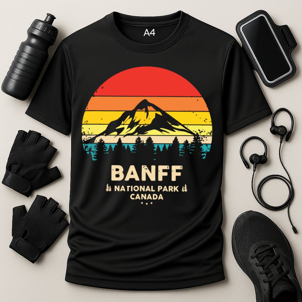 Banff Canadian National Park Retro Souvenir Cooling Performance Crew T-Shirt