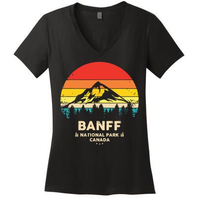 Banff Canadian National Park Retro Souvenir Women's V-Neck T-Shirt
