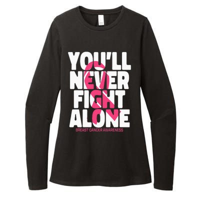 Breast Cancer Nobody Fights Alone Breast Cancer Awareness Womens CVC Long Sleeve Shirt