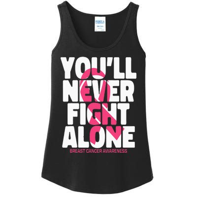 Breast Cancer Nobody Fights Alone Breast Cancer Awareness Ladies Essential Tank