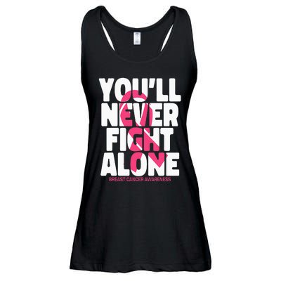 Breast Cancer Nobody Fights Alone Breast Cancer Awareness Ladies Essential Flowy Tank