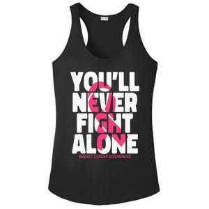 Breast Cancer Nobody Fights Alone Breast Cancer Awareness Ladies PosiCharge Competitor Racerback Tank