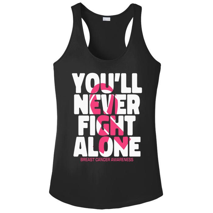 Breast Cancer Nobody Fights Alone Breast Cancer Awareness Ladies PosiCharge Competitor Racerback Tank