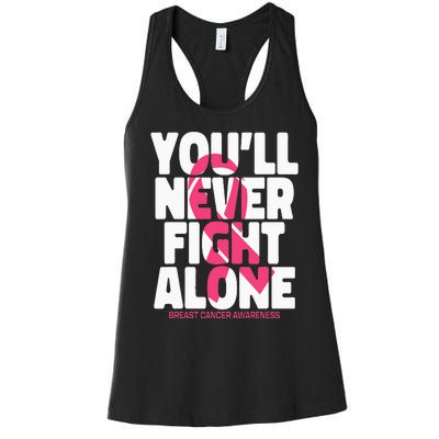 Breast Cancer Nobody Fights Alone Breast Cancer Awareness Women's Racerback Tank