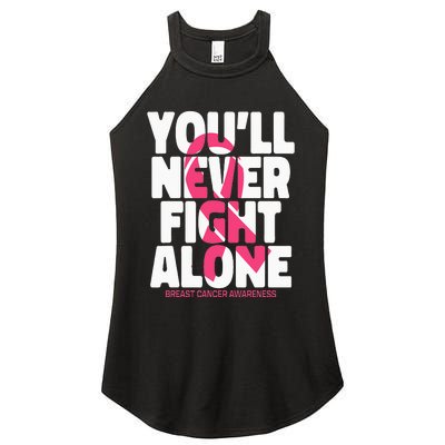 Breast Cancer Nobody Fights Alone Breast Cancer Awareness Women's Perfect Tri Rocker Tank