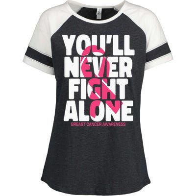 Breast Cancer Nobody Fights Alone Breast Cancer Awareness Enza Ladies Jersey Colorblock Tee