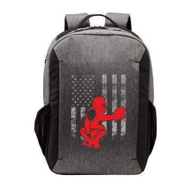 Baseball Catcher On American Flag Baseball Catcher Flag Vector Backpack