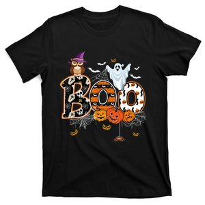 Boo Creepy Owl Pumpkin Ghost Funny Halloween Costume T-Shirt