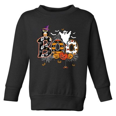 Boo Creepy Owl Pumpkin Ghost Funny Halloween Costume Toddler Sweatshirt