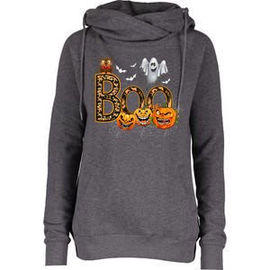 Boo Creepy Owl Pumpkin Ghost Funny Halloween Costume Womens Funnel Neck Pullover Hood