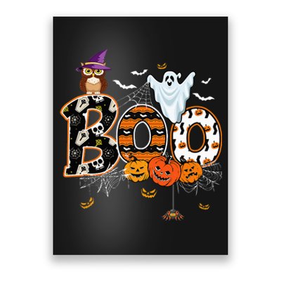 Boo Creepy Owl Pumpkin Ghost Funny Halloween Costume Poster