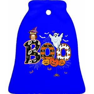 Boo Creepy Owl Pumpkin Ghost Funny Halloween Costume Ceramic Bell Ornament