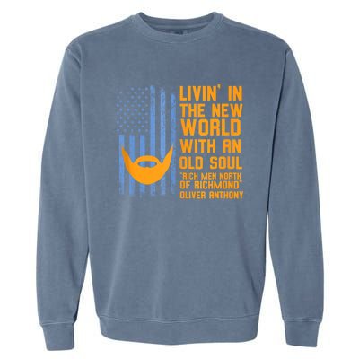 Blue Collar Oliver Anthony Rich Men North Of Richmond Flag Garment-Dyed Sweatshirt