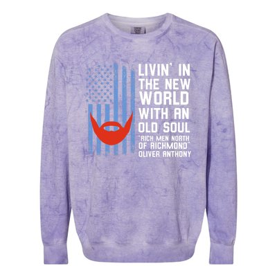 Blue Collar Oliver Anthony Rich Men North Of Richmond Flag Gift Colorblast Crewneck Sweatshirt