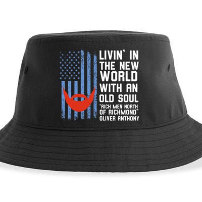 Blue Collar Oliver Anthony Rich Men North Of Richmond Flag Gift Sustainable Bucket Hat