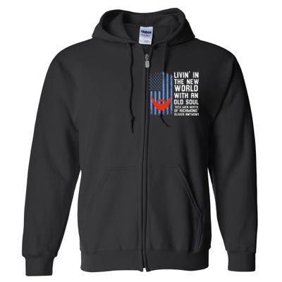 Blue Collar Oliver Anthony Rich Men North Of Richmond Flag Gift Full Zip Hoodie