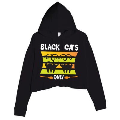 Black Cats Only Crop Fleece Hoodie