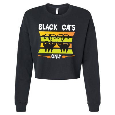 Black Cats Only Cropped Pullover Crew