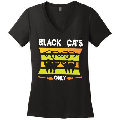 Black Cats Only Women's V-Neck T-Shirt