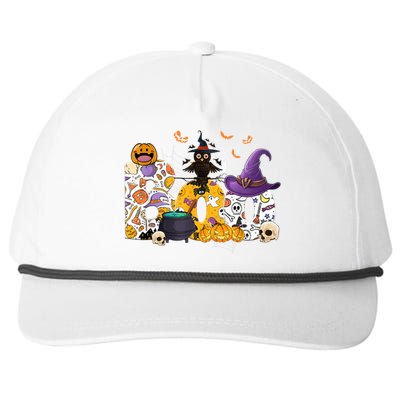 Boo Creepy Owl Pumpkin Ghost Funny Halloween Costume Spooky Snapback Five-Panel Rope Hat