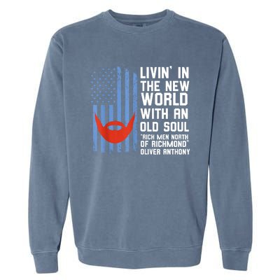 Blue Collar Oliver Anthony Rich Men North Of Richmond Flag Garment-Dyed Sweatshirt