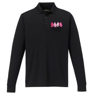 Breast Cancer On Wednesday We Wear Pink Ghost Halloween Performance Long Sleeve Polo