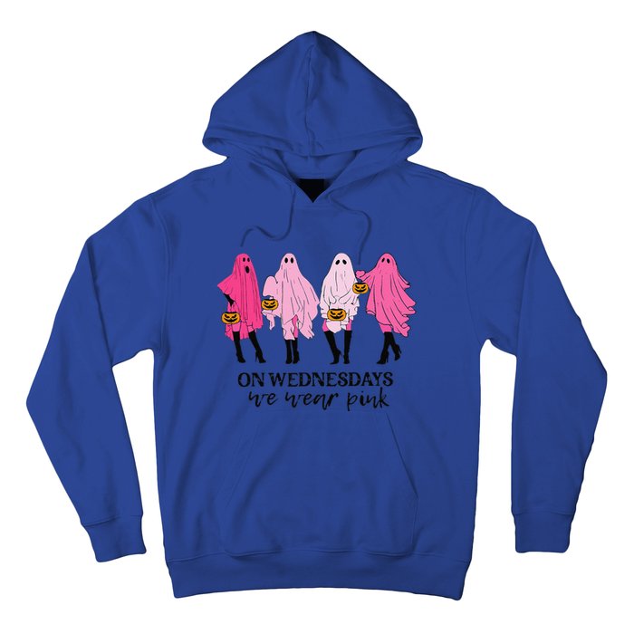 Breast Cancer On Wednesday We Wear Pink Ghost Halloween Hoodie