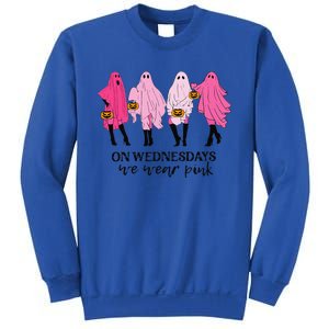 Breast Cancer On Wednesday We Wear Pink Ghost Halloween Sweatshirt