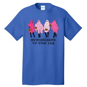 Breast Cancer On Wednesday We Wear Pink Ghost Halloween Tall T-Shirt