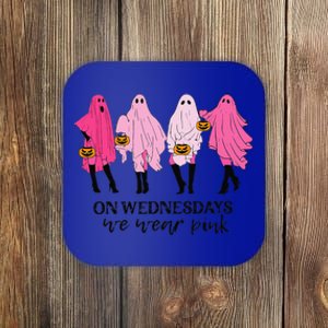 Breast Cancer On Wednesday We Wear Pink Ghost Halloween Coaster