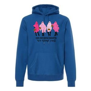 Breast Cancer On Wednesday We Wear Pink Ghost Halloween Premium Hoodie