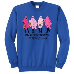 Breast Cancer On Wednesday We Wear Pink Ghost Halloween Tall Sweatshirt