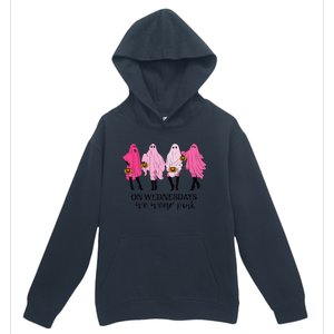 Breast Cancer On Wednesday We Wear Pink Ghost Halloween Urban Pullover Hoodie