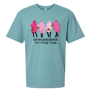 Breast Cancer On Wednesday We Wear Pink Ghost Halloween Sueded Cloud Jersey T-Shirt