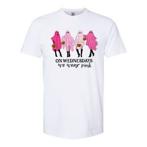 Breast Cancer On Wednesday We Wear Pink Ghost Halloween Softstyle CVC T-Shirt