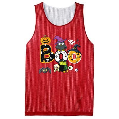 Boo Creepy Owl Pumpkin Ghost Halloween Kids Mesh Reversible Basketball Jersey Tank