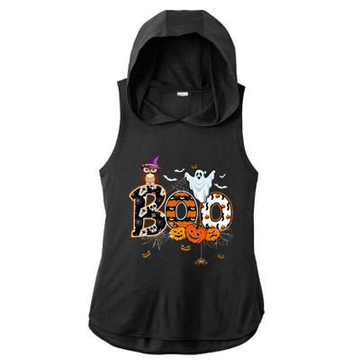 Boo Creepy Owl Pumpkin Ghost Funny Halloween Costume Ladies PosiCharge Tri-Blend Wicking Draft Hoodie Tank