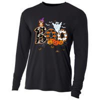 Boo Creepy Owl Pumpkin Ghost Funny Halloween Costume Cooling Performance Long Sleeve Crew