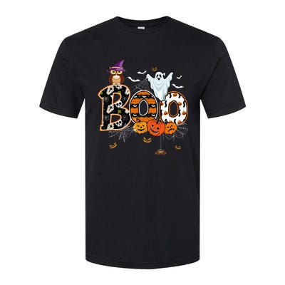 Boo Creepy Owl Pumpkin Ghost Funny Halloween Costume Softstyle CVC T-Shirt