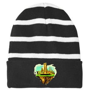 Beirut City On Floating Land Striped Beanie with Solid Band