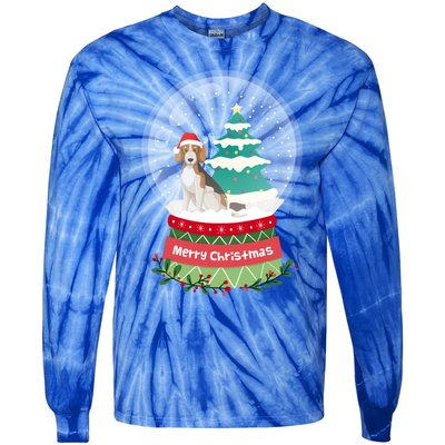 Beagle Christmas Ornats Crystal Ball Snowy Xmas Tree Cute Gift Tie-Dye Long Sleeve Shirt