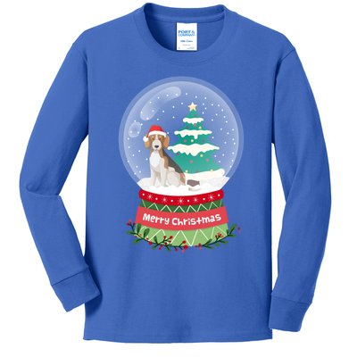 Beagle Christmas Ornats Crystal Ball Snowy Xmas Tree Cute Gift Kids Long Sleeve Shirt