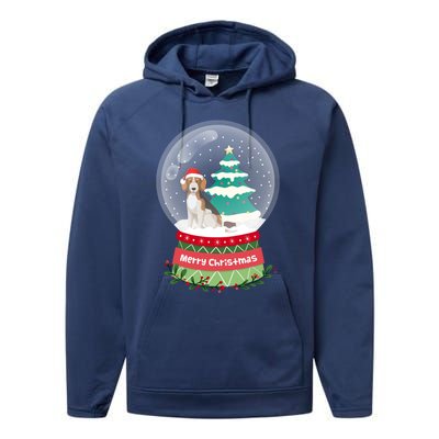 Beagle Christmas Ornats Crystal Ball Snowy Xmas Tree Cute Gift Performance Fleece Hoodie