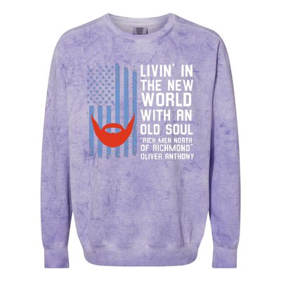 Blue Collar Oliver Anthony Rich Men North Of Richmond Flag Colorblast Crewneck Sweatshirt