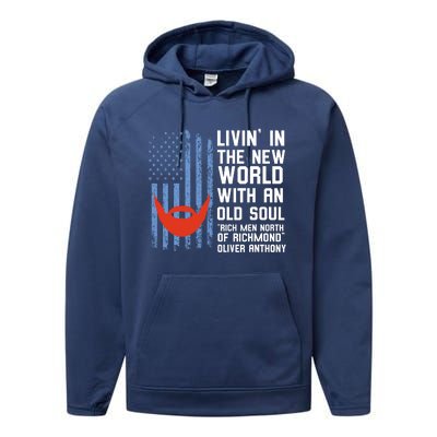 Blue Collar Oliver Anthony Rich Men North Of Richmond Flag Performance Fleece Hoodie