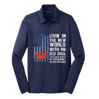 Blue Collar Oliver Anthony Rich Men North Of Richmond Flag Silk Touch Performance Long Sleeve Polo