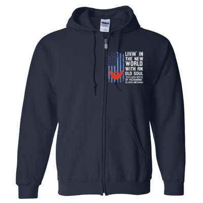 Blue Collar Oliver Anthony Rich Men North Of Richmond Flag Full Zip Hoodie